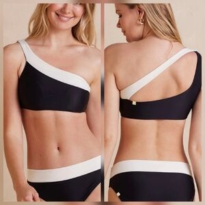 Summersalt The Sidestroke one shoulder Bikini Top sz 8 white sand & sea urchin